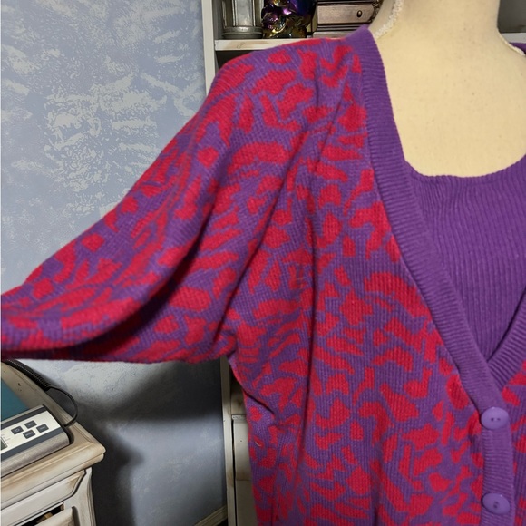 Purple and Red Knit dress animal print vintage 2xl - Picture 7 of 11